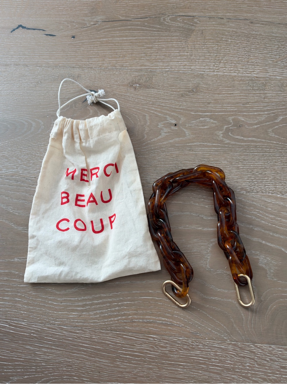 Clare V. Tortoiseshell Resin Chain Bag Strap - Brown